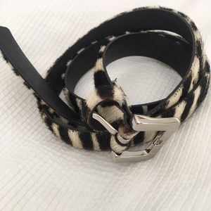 Club Monaco zebra belt, hair on hide leather 38”